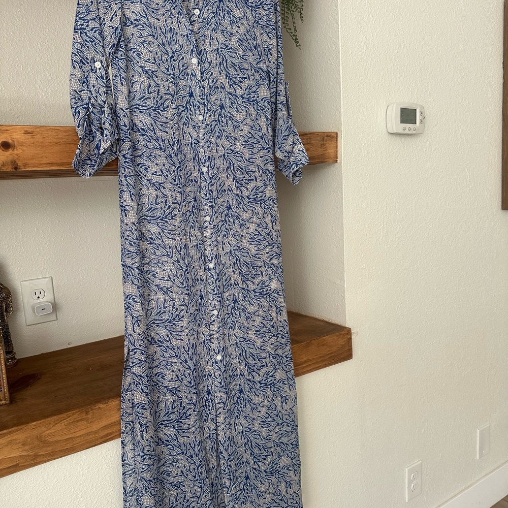 Michael Kors Blue and White Patterned Dress